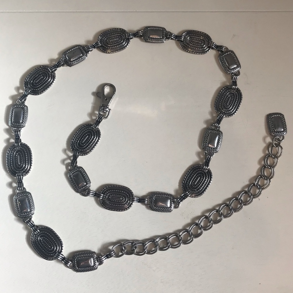 Metal Link Adjustable Silver Color Belt